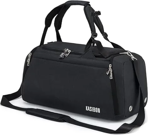 42L Waterproof Gym Bag with Shoes Compartment, Weekend Bag with Wet Pocket