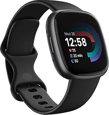 Fitbit Google Versa 4 Fitness Smartwatch with 3 Months Google Health Membership Included and up to 6 days battery life - compatible with iOS & Android, Black/Graphite Aluminium