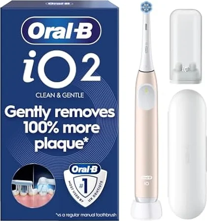 Oral-B iO2 Electric Toothbrush for Adults, Calm Pink, with Travel Case