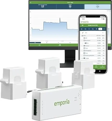 Emporia Vue 3 3-Phase Smart Energy Monitor – Real-Time Electricity Usage Monitor and Power Meter for Business or Home, Solar and Net Metering Compatible, Smart Automation Ready
