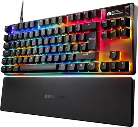 SteelSeries Apex Pro TKL Gen 3 Gaming Keyboard - OmniPoint 3.0 Analog Magnetic Switches, QuickSet Auto-Presets (Rapid Trigger, Rapid Tap/SOCD, Protection Mode), OLED, RGB, PBT, USB-C, English QWERTY