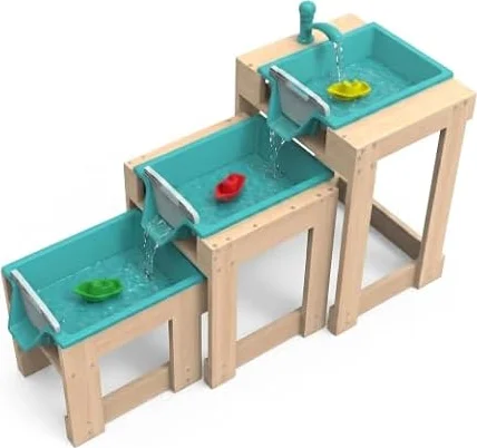Big Game Hunters Kids Wooden Water Table 3-Tier Outdoor Sensory Play Tap