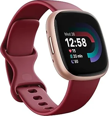 Fitbit Google Versa 4 Fitness Smartwatch with 3 Months Google Health Membership Included and up to 6 days battery life - compatible with iOS & Android, Beet Juice/Copper Rose Aluminium