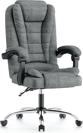 naspaluro Executive Office Chair High Back Desk Chair with Spring-Packed Seat Ergonomic Recliner Computer Chair Gaming Chair with Tilt Function Heavy Duty for Home Office Working (Dark Grey Fabric)
