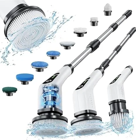 Electric Spin Scrubber, Bathroom Shower Cleaning Brush with Long Handle