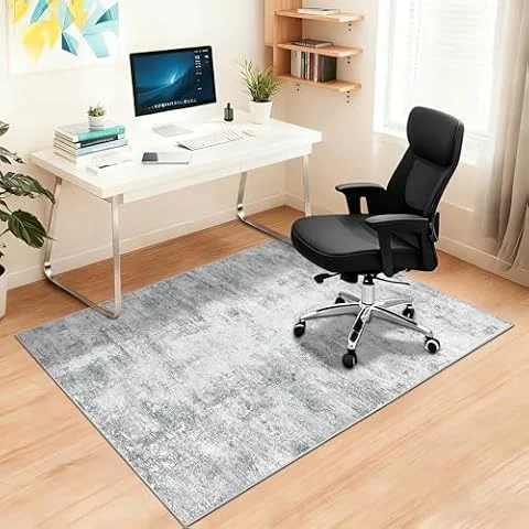 Capslpad Office Chair Mats for Hardwood Floor 120x150cm Non-Slip Modern Abstract Home Multi Purpose Chair Mat Low Pile Floor Protectors Computer Chair Carpet Mat for Tile Laminate Rolling Chair, Grey
