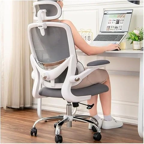Ergonomic Mesh Office Chair with Adjustable Lumbar, Space-saving Armchair