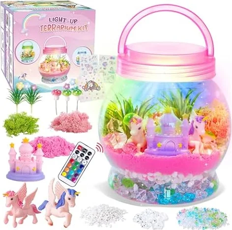 MELAND Unicorn Terrarium Kit, Craft Kit for 5-10 Girls Gifts, Unicorn Toys