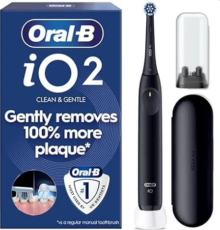 Oral-B iO2 Electric Toothbrush for Adults, Night Black, with Travel Case