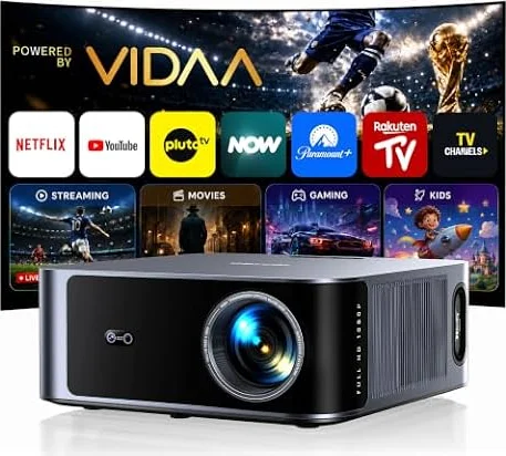 TOPTRO X9 Pro Smart Projector 4K Power by VIDAA, 2200 ANSI High Brightness, 40W Speakers, Dolby, Voice Control【Faster Speed & More APPs & TV Live】FHD 1080P Home Cinema Projectors, HDR 10, Auto Focus