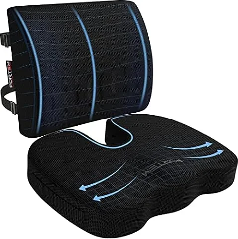 FORTEM Seat Cushion & Lumbar Support for Office Chair, Car Seat Cushions