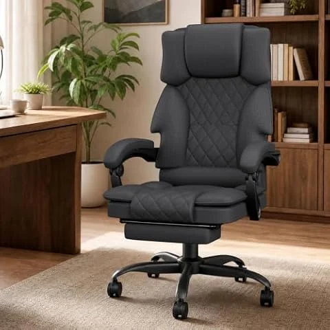 WUPY Ergonomic Office Chair, Wide Seat Recline Computer Chairs, Deep Grey