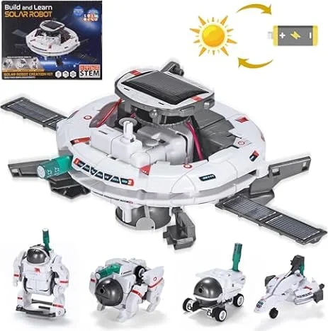 OMWay STEM Solar Robot Toys, 6-in-1 Experiment Science Kits for Kids Age 8, Easter Birthday Gifts for 9 10 11 12 13 14 Year Old Boys Teens, Building Space Robotics DIY Kit