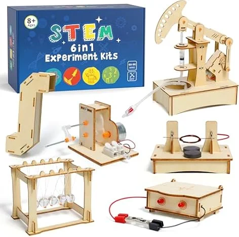 STEM Toys Age 8+, Wooden Engineering Science Experiments kit(6 Pack Set)