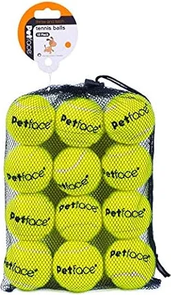 Petface Super Tennis Balls For Dogs, Throw and Fetch, Outdoor Exercise (Pack of 12)