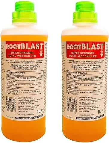 Rootblast | Super Strength Concentrated Total Weed Killer - Super Strength Glyphosate for Effective Weed Control - Kills Weeds down to the their roots (2 x 1L)