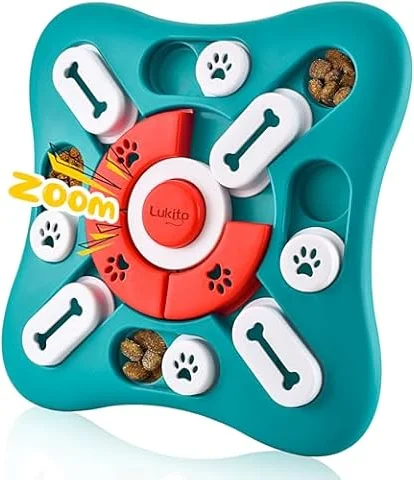 LUKITO Dog Puzzle Toy, Slow Feeder Bowl for Puzzle, Interactive Toys Birthday, Boredom IQ Training and Brain Stimulation, Treat Toy Squeaky with Puppy Toys, Green