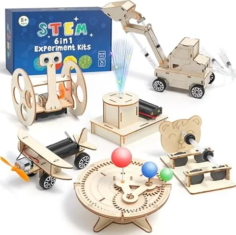 STEM Toys Age 8+, Wooden Engineering Science Experiments kit(6 Pack Set)